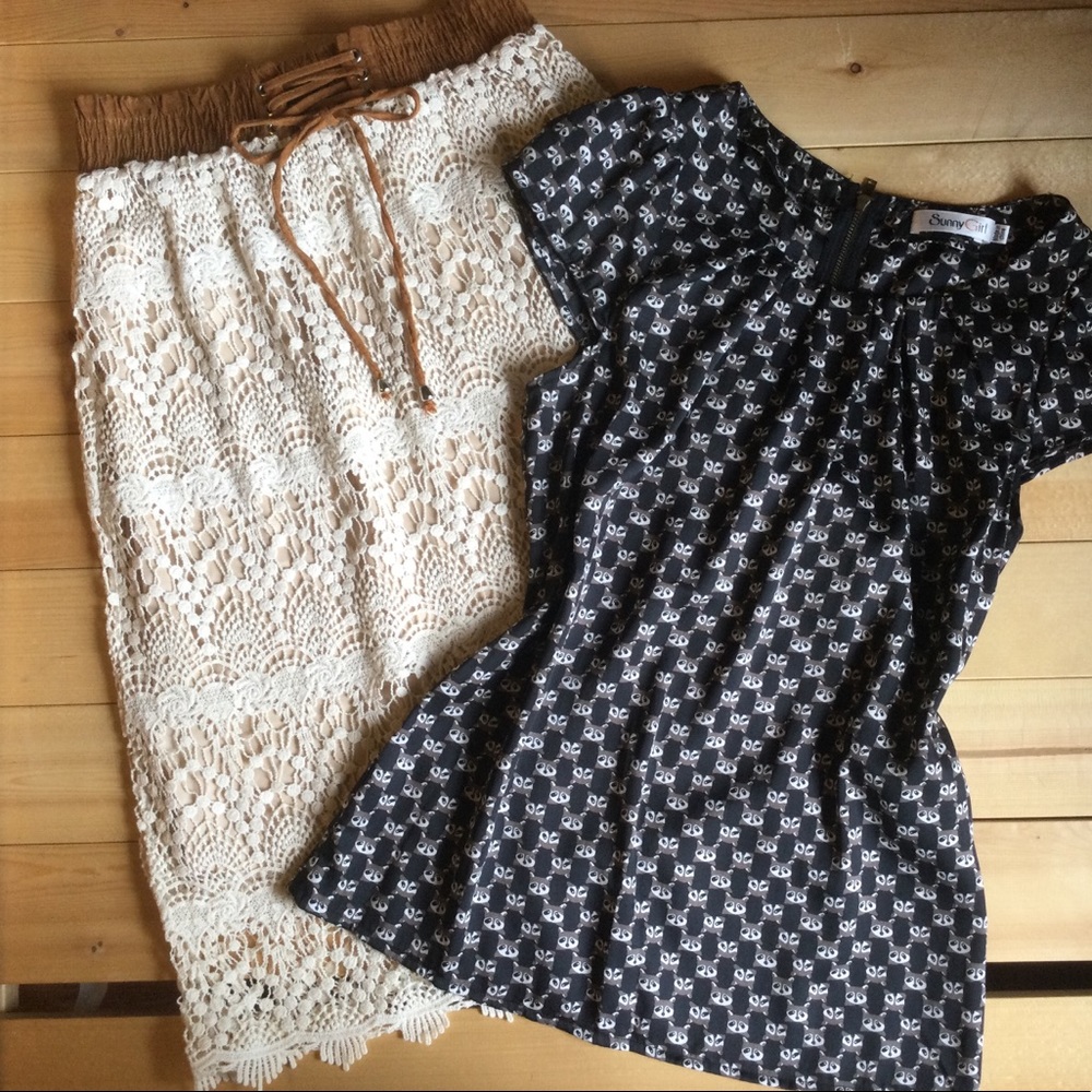 ✨Sexy Boho Anthro Lace crochet skirt✨